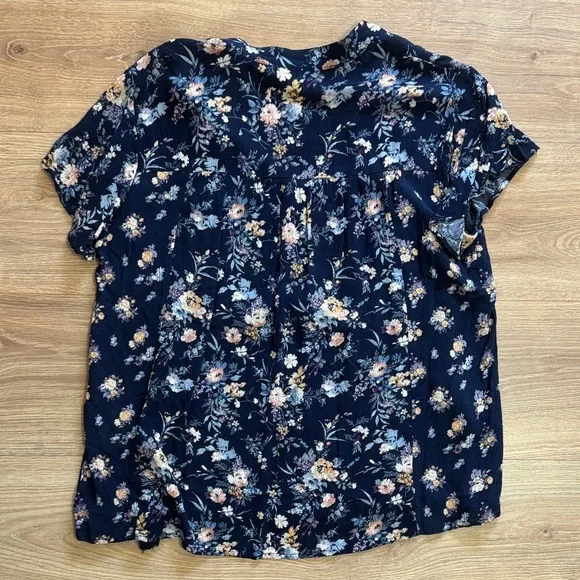 Navy Floral Blouse with Tassels - Picture 3 of 3
